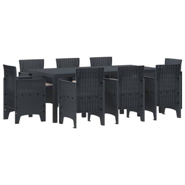Berkfield Home 9 Piece Garden Dining Set with Cushions Anthracite Poly Rattan - image 1