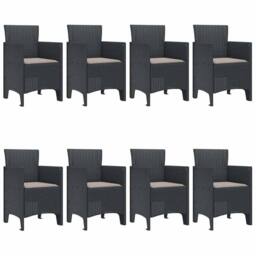 Berkfield Home 9 Piece Garden Dining Set with Cushions Anthracite Poly Rattan - thumbnail 4