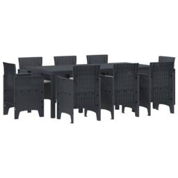 Berkfield Home 9 Piece Garden Dining Set with Cushions Anthracite Poly Rattan