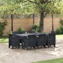 Berkfield Home 9 Piece Garden Dining Set with Cushions Anthracite Poly Rattan - thumbnail 2