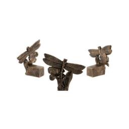 Jardinopia Dragonfly Plant Pot Feet - Set of 3 - L3 x W7.5 x H6.5 cm in Bronze