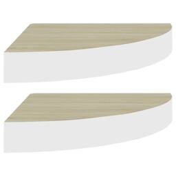 Berkfield Home Wall Corner Shelves 2 pcs Oak & White 25x25x3.8 cm MDF - thumbnail 3