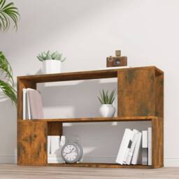 Berkfield Home Modern Book Cabinet Smoked Oak 100x24x63 cm Engineered Wood in Brown - Size: 100 x 24 x 63 cm - thumbnail 2