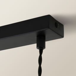 ValueLights Mabel Natural Linen Scallop 3 Drop Bar Black Diner Ceiling Light - thumbnail 5