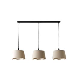 ValueLights Mabel Natural Linen Scallop 3 Drop Bar Black Diner Ceiling Light - thumbnail 6