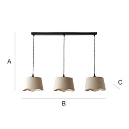 ValueLights Mabel Natural Linen Scallop 3 Drop Bar Black Diner Ceiling Light - thumbnail 7