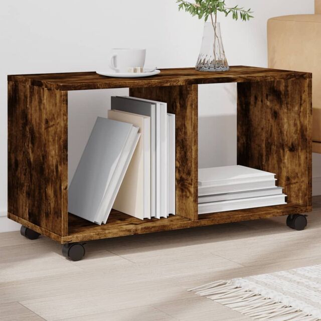 Berkfield Home vidaXL¬†Rolling¬†Cabinet¬†Smoked Oak 72x33x42.5 cm Engineered Wood in Brown - image 1