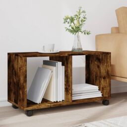 Berkfield Home vidaXL¬†Rolling¬†Cabinet¬†Smoked Oak 72x33x42.5 cm Engineered Wood in Brown - thumbnail 3