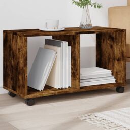 Berkfield Home vidaXL¬†Rolling¬†Cabinet¬†Smoked Oak 72x33x42.5 cm Engineered Wood in Brown - thumbnail 1