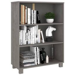 Berkfield Home Decorative Book Cabinet HAMAR Light Grey 85x35x112 cm Solid Wood Pine - Size: 85 x 35 x 112 cm - thumbnail 6