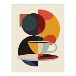 "Artery8 Coffee Cup Bauhaus Geometric Design Wall Art Print - Size: W18"" x H24""" - thumbnail 1