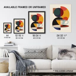 "Artery8 Coffee Cup Bauhaus Geometric Design Wall Art Print - Size: W18"" x H24""" - thumbnail 3