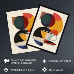 "Artery8 Coffee Cup Bauhaus Geometric Design Wall Art Print - Size: W18"" x H24""" - thumbnail 2