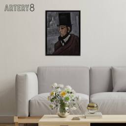 "Artery8 Weary of the Truth Abraham Lincoln Hartley Black Framed Canvas Art in Grey - Size: W18"" x H24""" - thumbnail 3