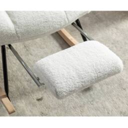 Direct Wicker Teddy Fabric Tufted Upholstered Rocking Chair with Pull-out Footrest in White - Size: 1 Pack - thumbnail 4