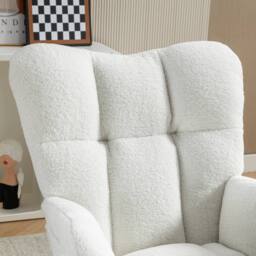 Direct Wicker Teddy Fabric Tufted Upholstered Rocking Chair with Pull-out Footrest in White - Size: 1 Pack - thumbnail 5