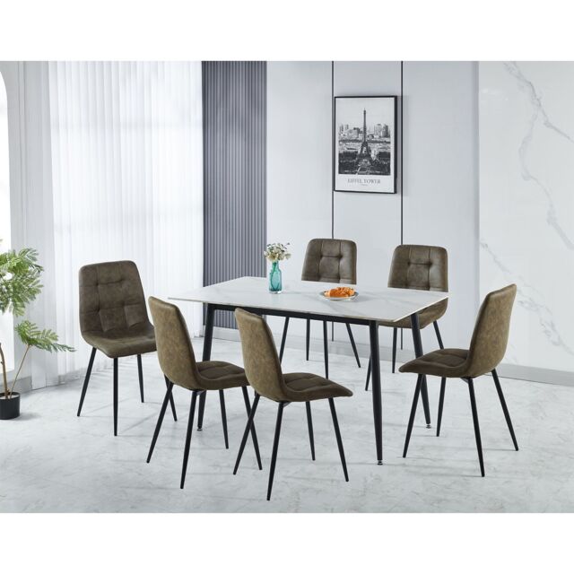 Seconique Fenton Dining Set (6 Chairs) in Olive - image 1