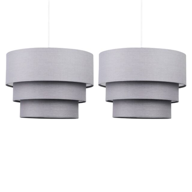 First Choice Lighting Pair of Dark Grey 3 Tier Ceiling Light Shades - image 1