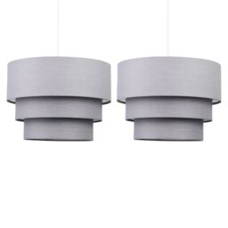 First Choice Lighting Pair of Dark Grey 3 Tier Ceiling Light Shades - thumbnail 1