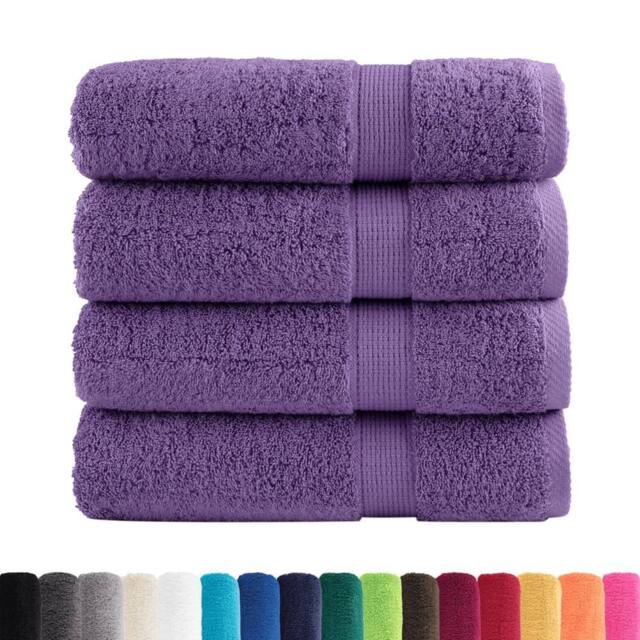 Berkfield Home Premium Hand Towels SOLUND 4 pcs Purple 50x100 cm 600 gsm - image 1