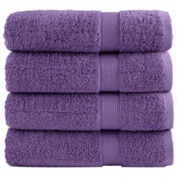 Berkfield Home Premium Hand Towels SOLUND 4 pcs Purple 50x100 cm 600 gsm - thumbnail 2