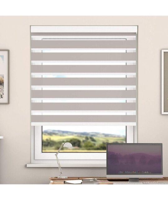 New Edge Blinds Amphora Day & Night Zebra Roller Blind with Cassette in Beige - Size: 95 cm width x 200 cm drop