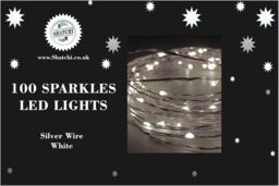 Shatchi 10M Long 100 Cool White LED Lights Micro Rice Silver Copper Wire Indoor Battery Operated Firefly String Fairy Lights - thumbnail 4