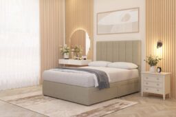 Somnior Austin Linen Fabric Divan Bed Set 2 Drawers with Midnight Pocket Spring Mattress & Headboard in Beige - Size: Single - thumbnail 5
