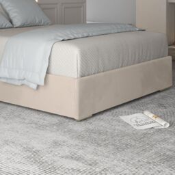 KDMD Repose Upholstered Soft Velvet Metal Designer Bed Frame in Cream - Size: Small Double - thumbnail 4