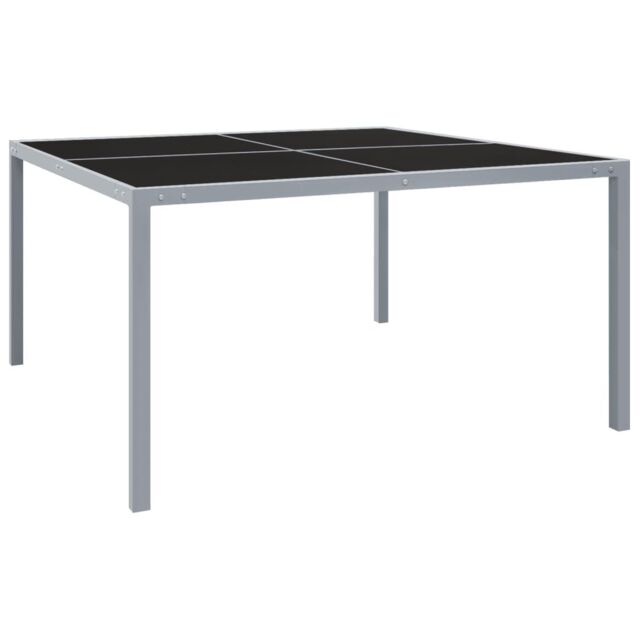 Berkfield Home Garden Table 130x130x72 cm Grey Steel & Glass - Size: 130 x 130 x 72 cm - image 1