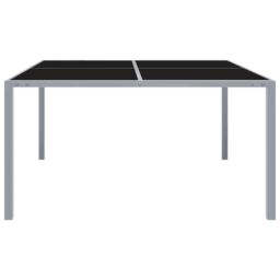 Berkfield Home Garden Table 130x130x72 cm Grey Steel & Glass - Size: 130 x 130 x 72 cm - thumbnail 2