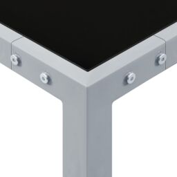 Berkfield Home Garden Table 130x130x72 cm Grey Steel & Glass - Size: 130 x 130 x 72 cm - thumbnail 3