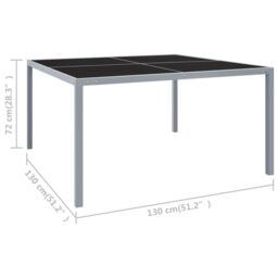 Berkfield Home Garden Table 130x130x72 cm Grey Steel & Glass - Size: 130 x 130 x 72 cm - thumbnail 5