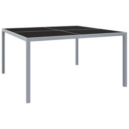 Berkfield Home Garden Table 130x130x72 cm Grey Steel & Glass - Size: 130 x 130 x 72 cm - thumbnail 1