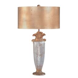 Loops Table Lamp Gold Silver & Brown Cylindrical Gilded Shade LED E27 100W in Metallics
