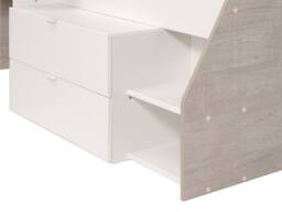 Vente-unique Bed With Desk & Storage - 90 X 190/200 Cm - White & Natural + Bed in Light Oak - Size: Single - thumbnail 8