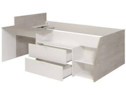 Vente-unique Bed With Desk & Storage - 90 X 190/200 Cm - White & Natural + Bed in Light Oak - Size: Single - thumbnail 7