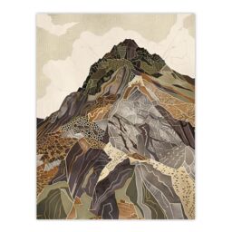 "Artery8 Old Man Of Coniston Peak Modern Folk Art Earthy Wall Art Print in Brown - Size: W24"" x H32""" - thumbnail 1