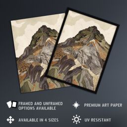 "Artery8 Old Man Of Coniston Peak Modern Folk Art Earthy Wall Art Print in Brown - Size: W24"" x H32""" - thumbnail 2