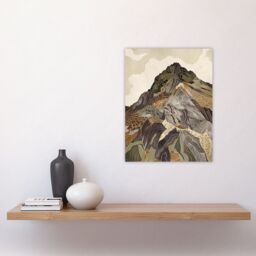 "Artery8 Old Man Of Coniston Peak Modern Folk Art Earthy Wall Art Print in Brown - Size: W24"" x H32""" - thumbnail 4