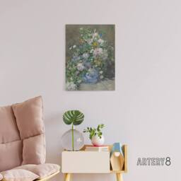 "Artery8 Spring Bouquet in Vase Renoir Vintage Canvas Wall Art in Grey - Size: W24"" x H32""" - thumbnail 3