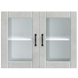 Berkfield Home Kitchen Wall Cabinet with Glass Door Lucca Concrete Grey Engineered Wood - thumbnail 6