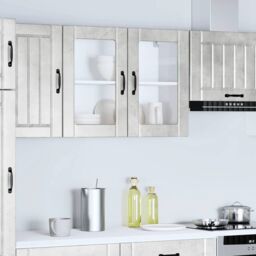 Berkfield Home Kitchen Wall Cabinet with Glass Door Lucca Concrete Grey Engineered Wood - thumbnail 4