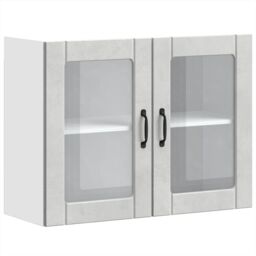 Berkfield Home Kitchen Wall Cabinet with Glass Door Lucca Concrete Grey Engineered Wood - thumbnail 2