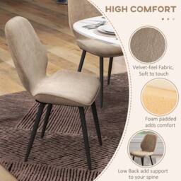 STILVORA Dining Chairs Set of 2 with steel legs brown velvet - thumbnail 7