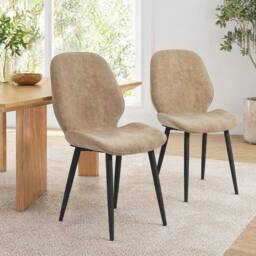 STILVORA Dining Chairs Set of 2 with steel legs brown velvet - thumbnail 1