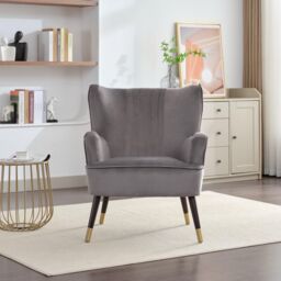 Artemis Home Madison Velvet Fabric Accent Chair in Grey - thumbnail 2