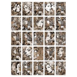 "Artery8 Wall Art Print 50 Pcs Fashion Face Pop Art Bubble Comic Sepia Aesthetic Collage Kit s A6 Set Pack 15x10 cm (6x4"") Teen Bedroom Decor Student" - thumbnail 2