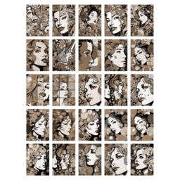 "Artery8 Wall Art Print 50 Pcs Fashion Face Pop Art Bubble Comic Sepia Aesthetic Collage Kit s A6 Set Pack 15x10 cm (6x4"") Teen Bedroom Decor Student" - thumbnail 1