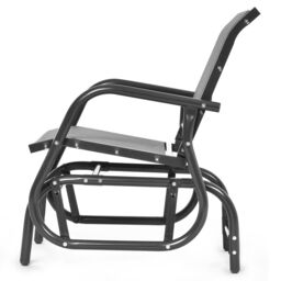 Costway Garden Glider Chair Metal Frame Armchair Swing Rocking Chair Outdoor Indoor in Grey - thumbnail 5